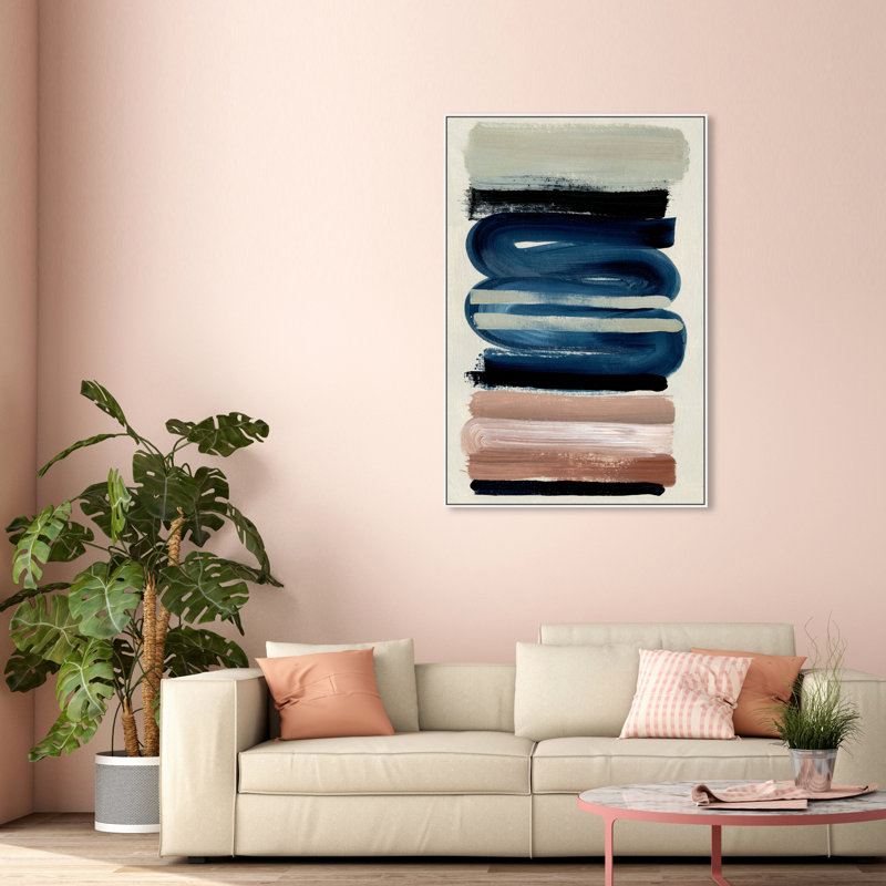«Blue Naturals», reproduction d'art sur toile encadrée bleue et noire , H 55 po x l 37 po, Impression encadrée, Noir