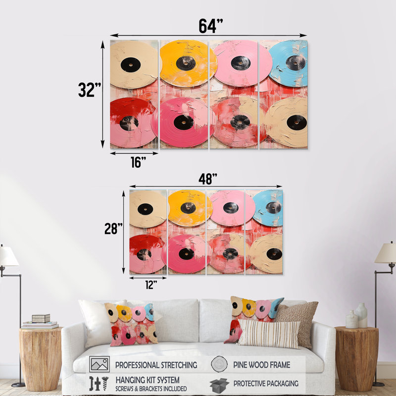 Ensemble de décorations murales 4 pièces, H 32 po x l 64 po