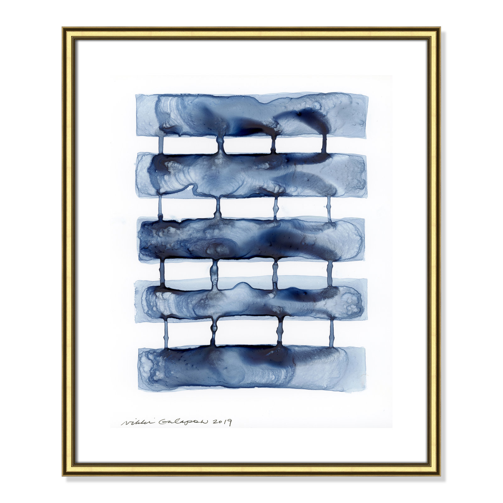 Stitched Together I by Nikki Galapon - Solid Wood Rectangle Print Single Piece Item on Canvas, Gold Framed Paper