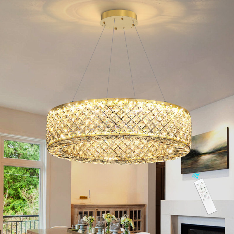 Modern Crystal Ring Dimmable Led Chandelier, Gold