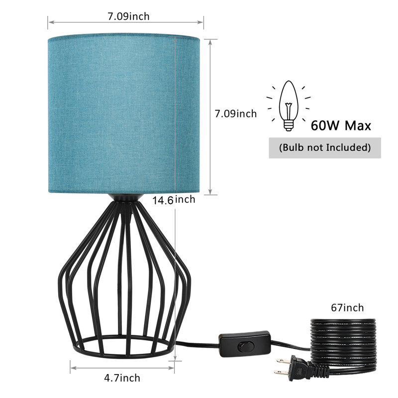 Modern Table Desk Lamps Bedside Teal Lamps for Bedroom Living Room Blue