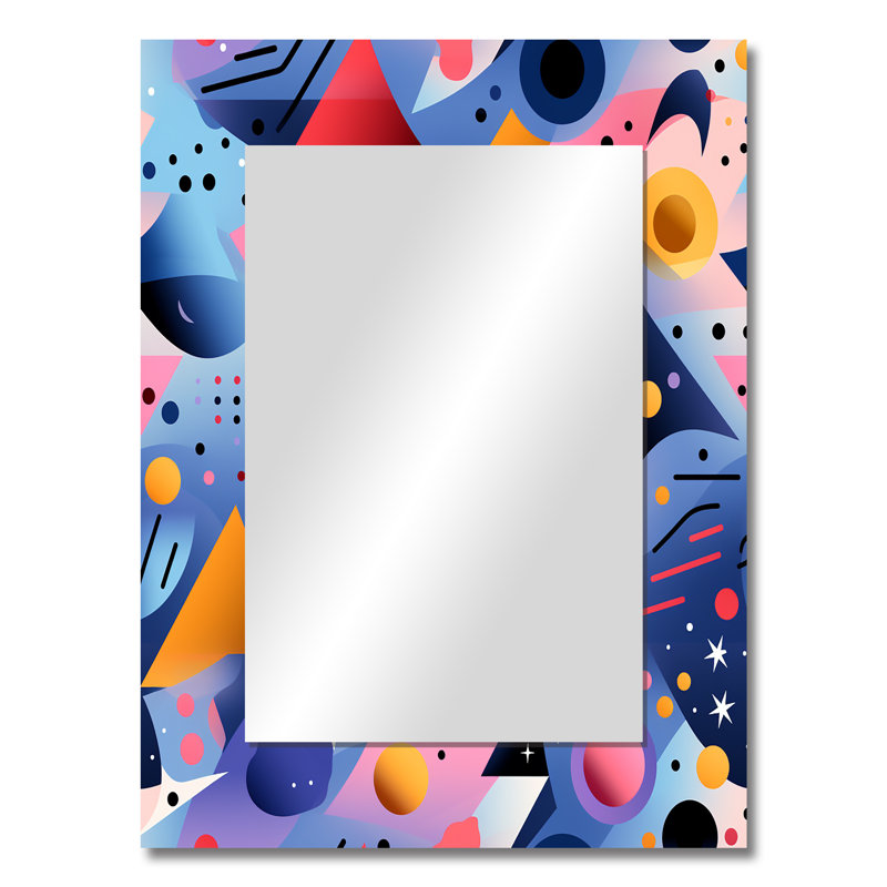 Multicolore motif géométrique sympa et sympa - miroir mural géométrique, miroir décoratif moderne, impression d'art en métal