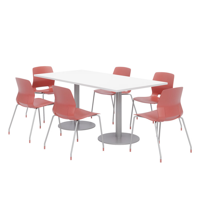 Ensemble de table de salle à manger rectangulaire 72 "et chaise, Corail, Blanc de designer