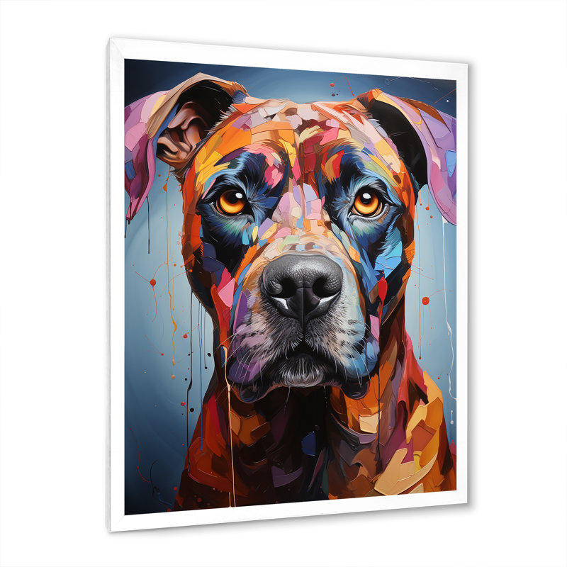 Boxer Boldness sur toile, Cadre simple blanc, H 40 po x l 30 po x P 1,5 po