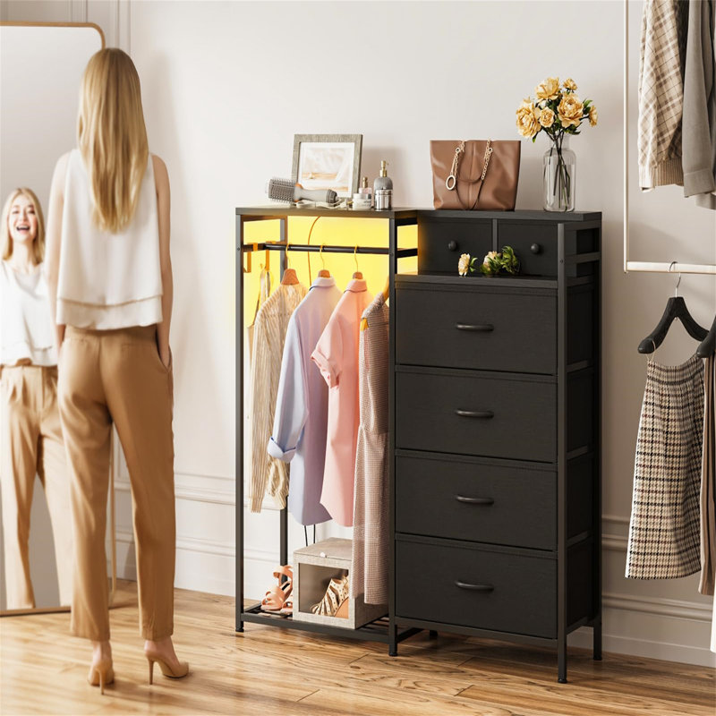 110cm W 6 - Drawer Chest of Drawers, Black