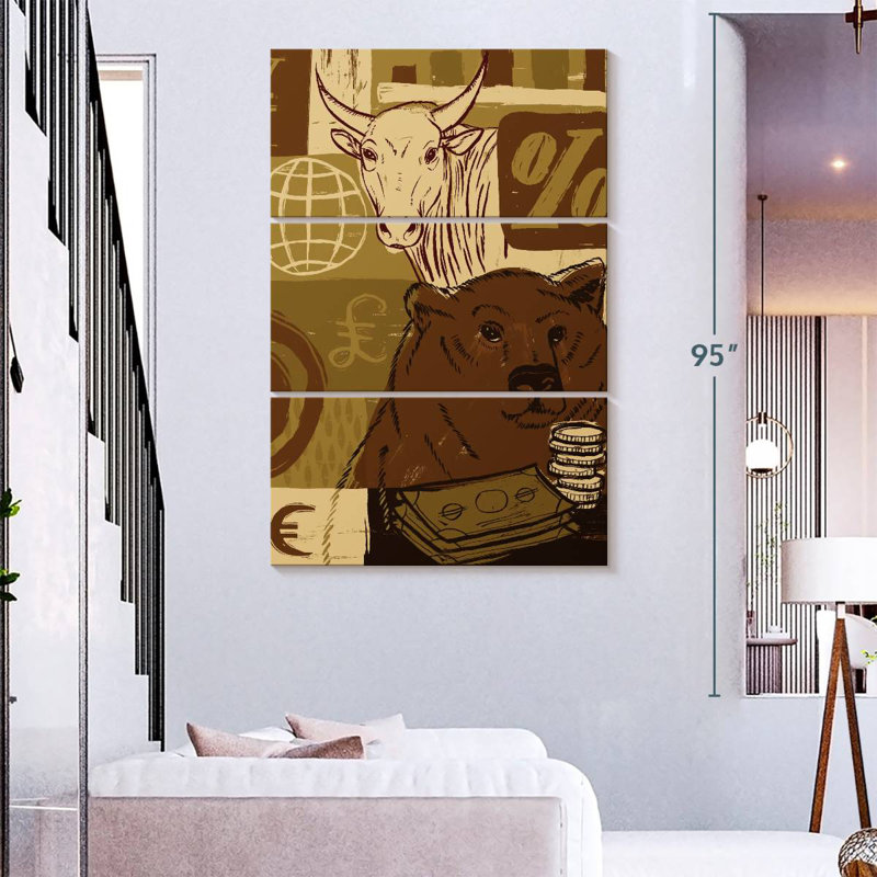 Brampt Bull And Bear, 74" H x 48" W