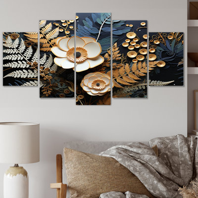 Ensemble de décorations murales Ferns Copper Elegance I - Floral