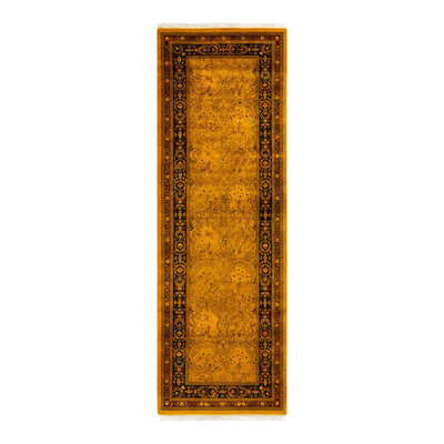Holsworth One-of-a-Kind 2'7" X 8" New Age Runner Wool Area Rug Gold