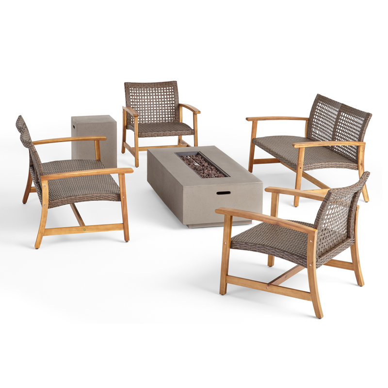 Ensemble de conversation pour 6 personnes Hactive, Naturel / mocha mixte