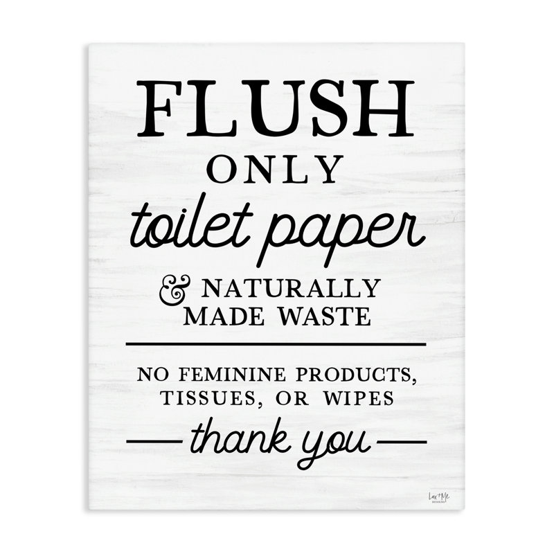 Papier hygiénique Flush Only Rules Canvas, design par Lux + Me Designs, H 20 po x l 16 po