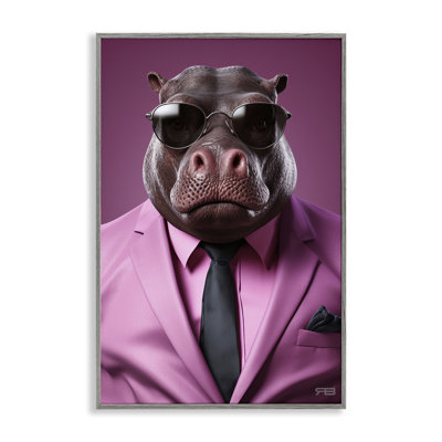 Hippopotame mauve fort, estampe numérique par Roozbeh Bahramali