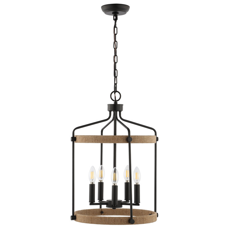Luminaire suspendu 5 lumières noir / brun Verser