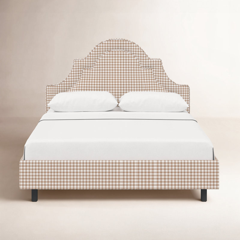 Lit tapissier Knipe, Double, Brun clair vichy classique