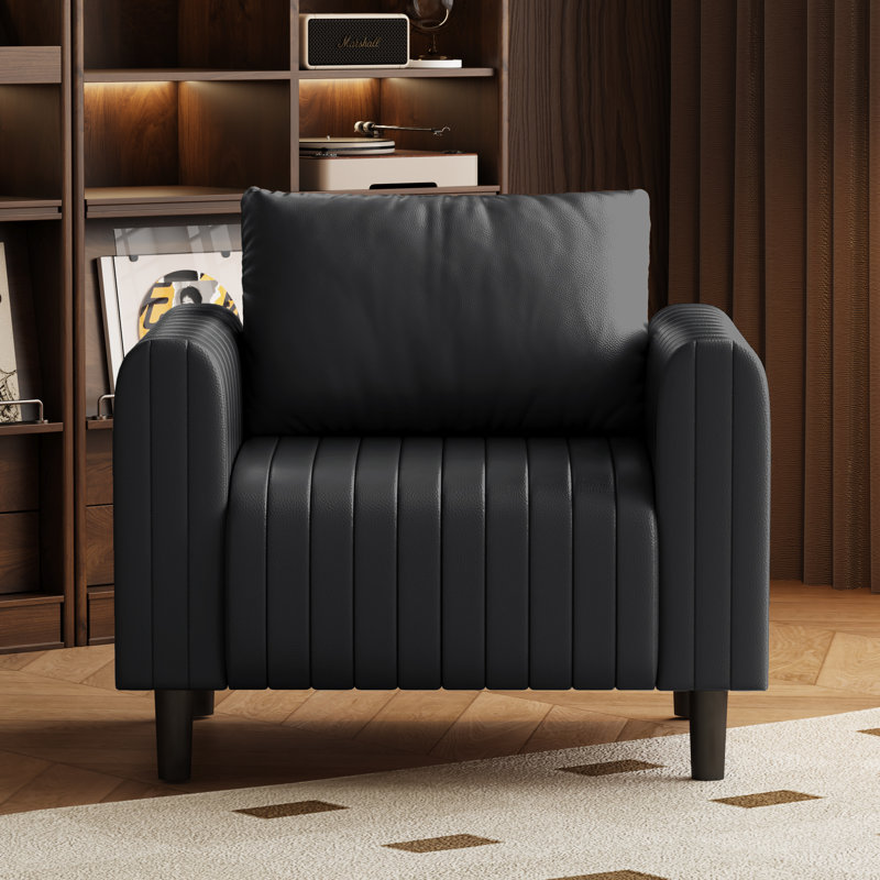 78.7'' Round Upholstered Arm Couch, Black, 24.4" H x 40.5" W x 33.5" D