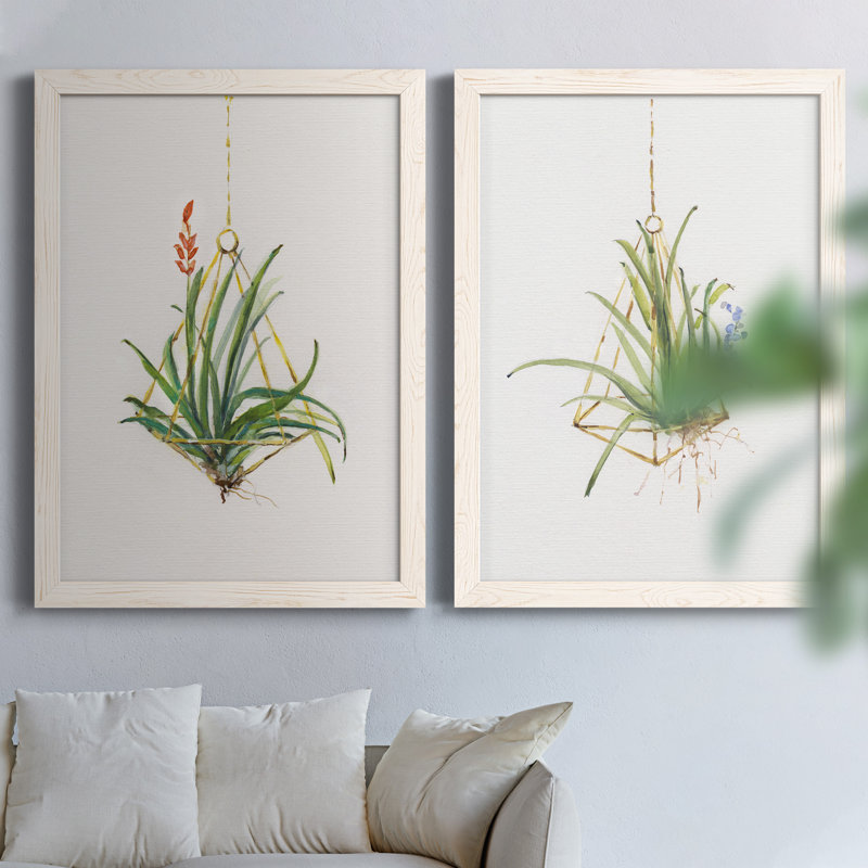 Gardenaire I - ensemble de 2 peintures sur toile encadrées, H 44 po x l 31 po x P 1 po, Encadrement beige