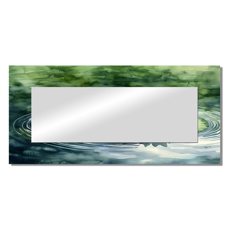«Water Lotus Flower Tranquility At The Pond I», art mural miroir floral, imprimé sur métal, 28 po x 60 po