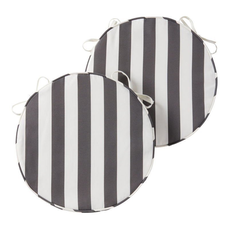 Outdoor Round Dining Chair Seat Pad, Canopy Stripe Gray