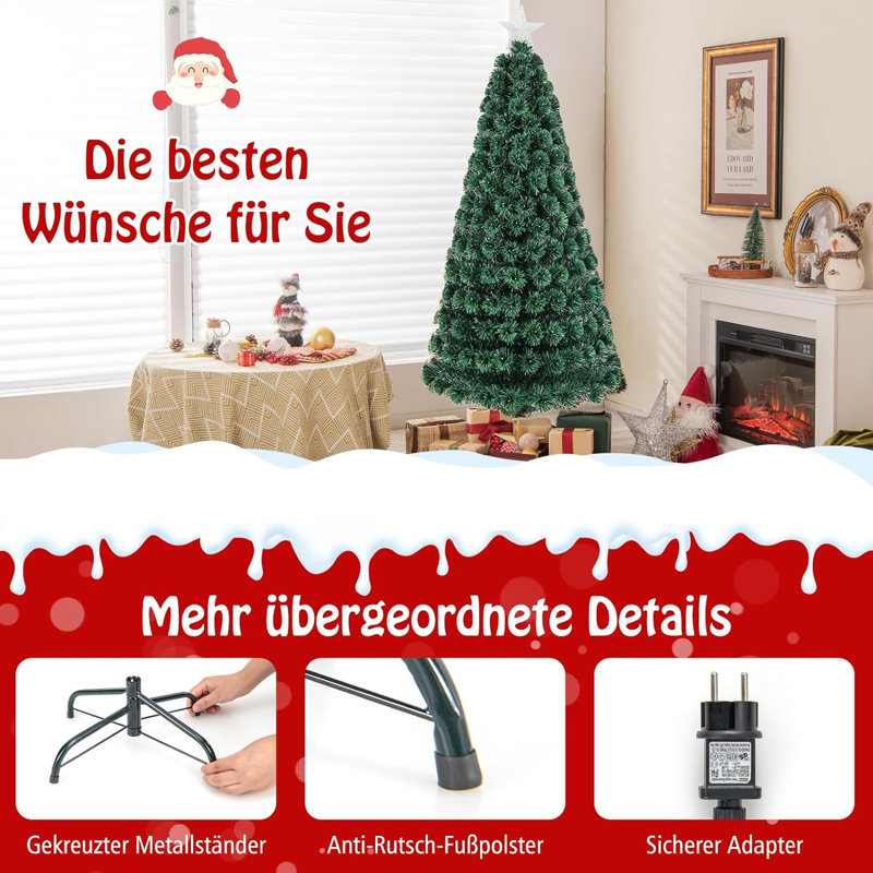Lighted Artificial Pine Christmas Tree, 180cm H