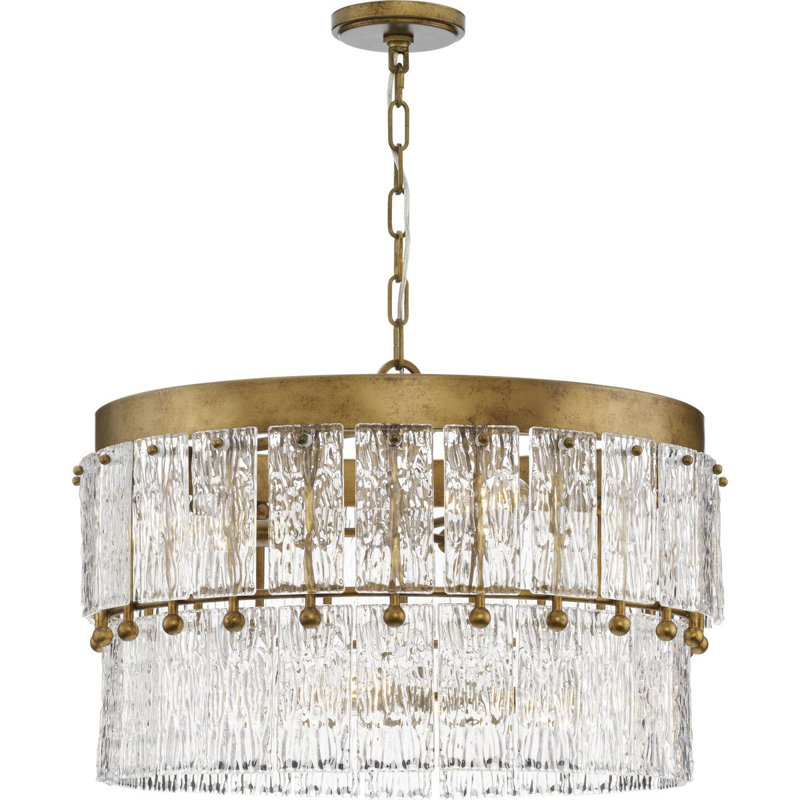 Chevall Gold Ombre 6-Light Tiered Chandelier with Artisanal Glass