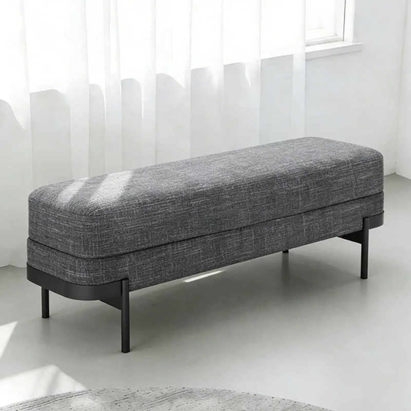 Banc rembourré gris, H 16,54 po x L 62,99 po x P 15,75 po
