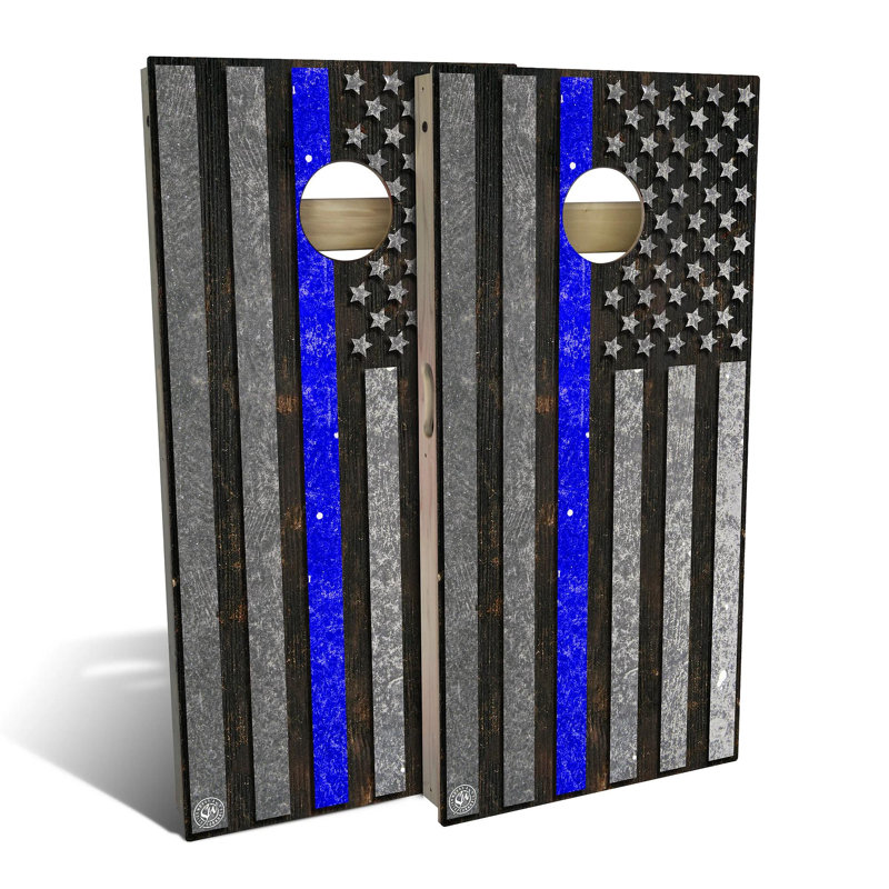 Ensemble de jeu de cornhole 2 "x 4" avec ligne et cornhole drapeau américain
