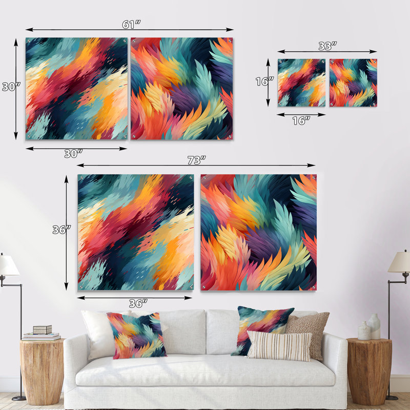 Cossie - Ensemble de 2 peintures murales abstraites en acrylique, H 36 po x l 73 po