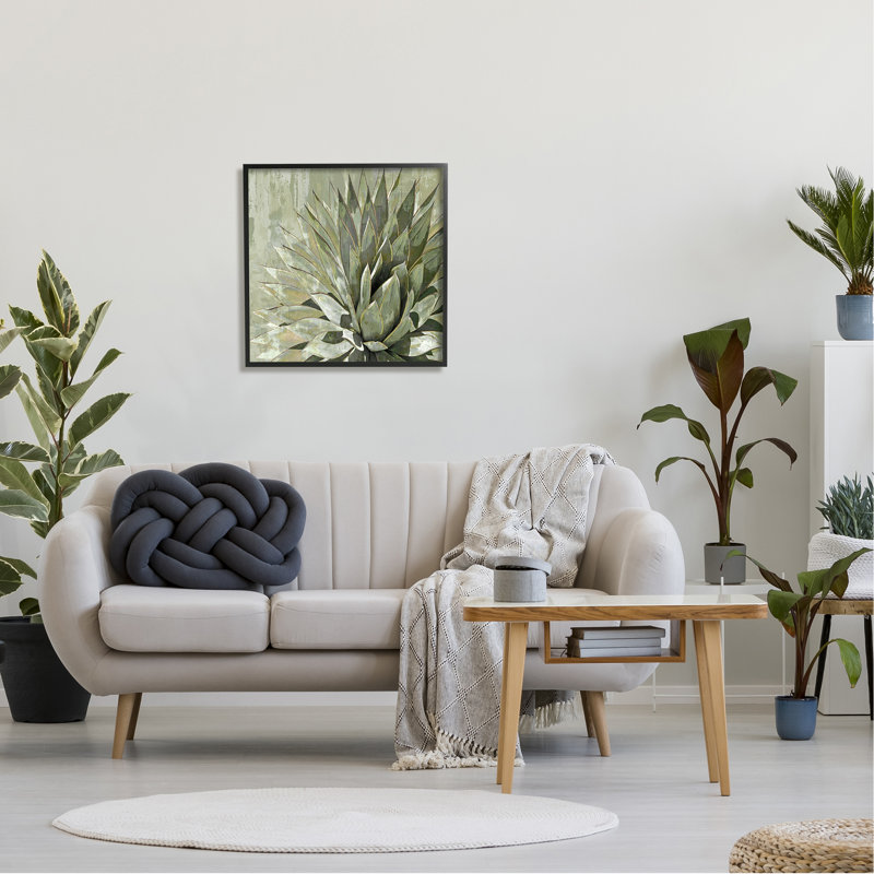 «Green Botanical Abstract Leaves» encadré sur bois par Lindsay Benson, peinture, H 24 po x l 24 po x P 1,5 po