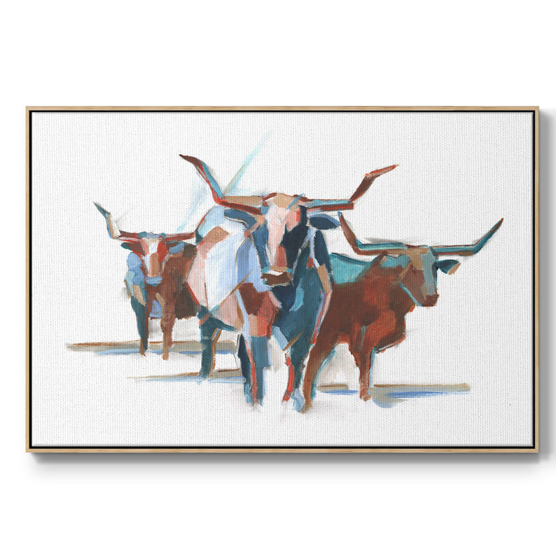 Longhorns modernes I, H 25 po x l 37 po x P 2 po, Naturel