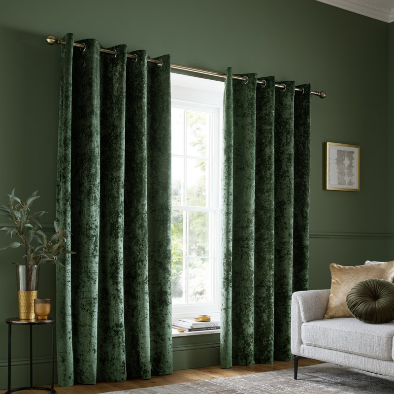 Crushed Velvet Eyelet Sheer Curtains, Silver Grey, 66 x 90 Inch