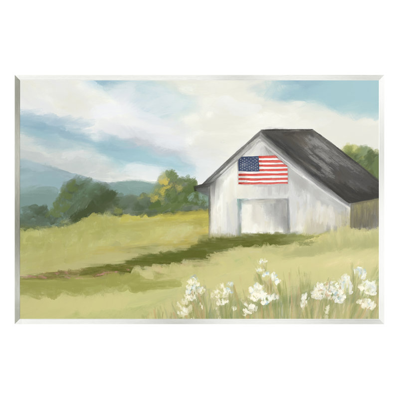 " American Flag On Barn " by Amy Hall Painting Print, 10" H x 15" W x 0.5" D