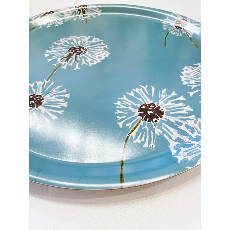 Plateau de service suédois: Pissenlits sur turquoise