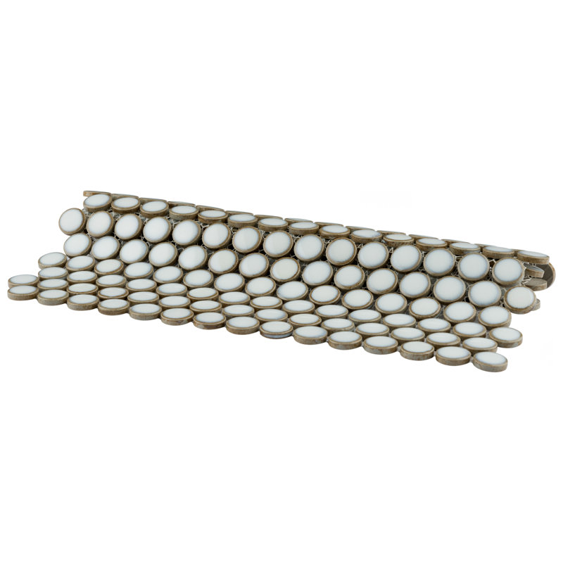 Hudson Penny Round .80" x .80" Porcelain Penny Round Mosaic Wall & Floor Tile, Snowcap White
