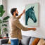 Geometric Horse Modern - Wrapped Canvas-151549552-151549554