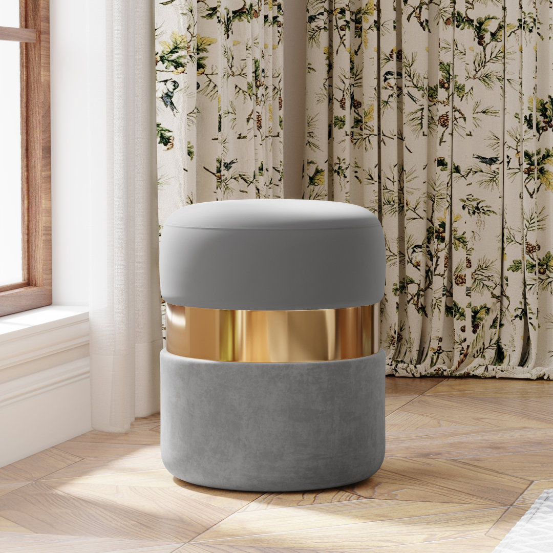 Piana Joselito 15'' Wide Velvet Round Ottoman Etta Avenue™ Body 