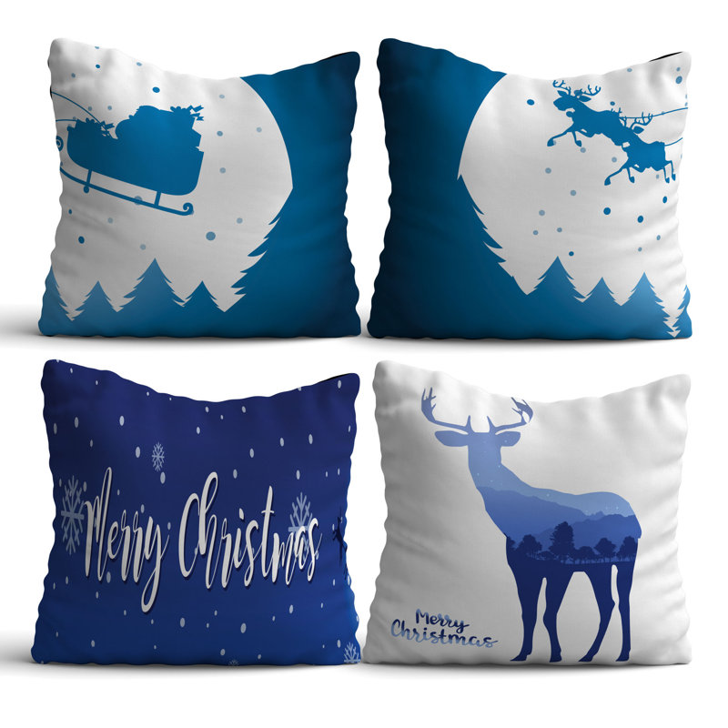 Premium Cushion Set (4 Pieces), 17.0 x 17.0 Inches, 50% Cotton / 50% Polyester | Machine Washable, Digital Print Design | Soft & Durable, Perfect for Living Room, Patio, and Bedroom Decor