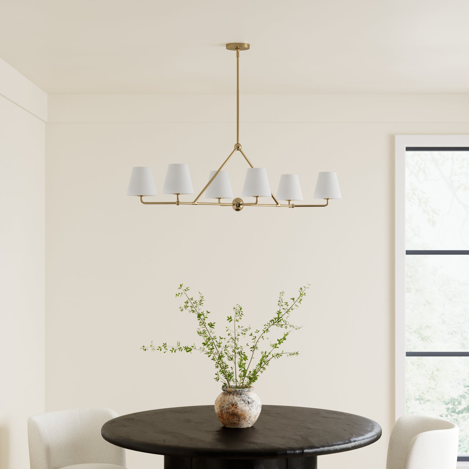 Kinston 6 - Light Metal Dimmable Chandelier, White