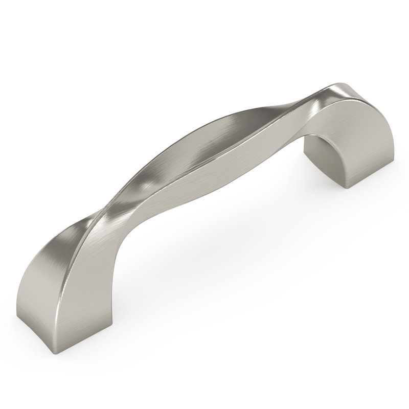 Poignée à poignée Twist Collection - Poignée d'armoire centrale à centrale nickel satiné de 3 po - Quincaillerie transitionnelle pour tiroirs et armoires