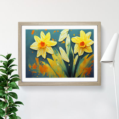 Daffodil Flower Splash - Framed Print