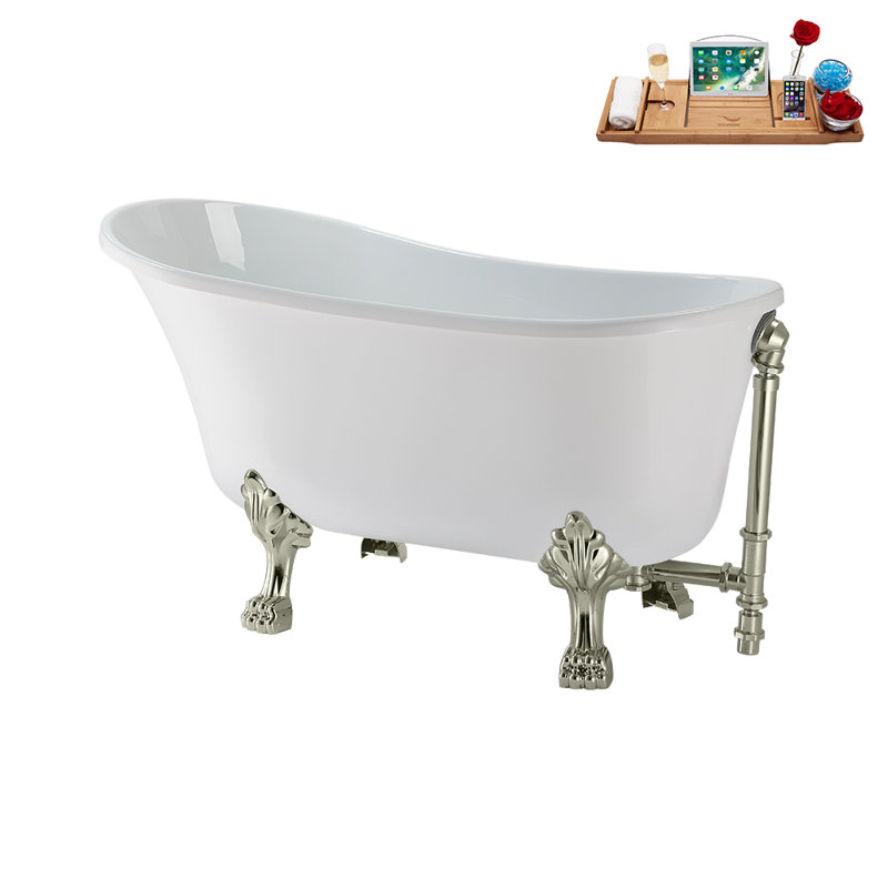 51.2'' x 25.6'' Soaking Acrylic Bathtub, Brushed Nickel, Brushed Nickel