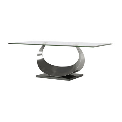 47.6" W Contemporary Coffee Table, Satin Plated/Black