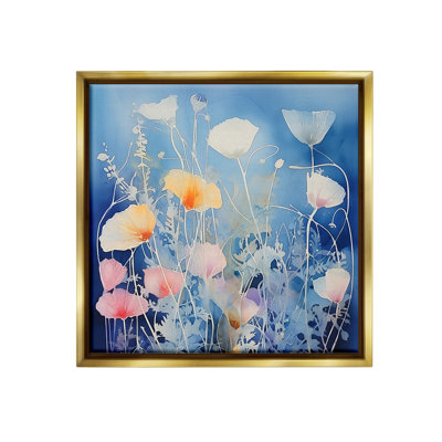 «Tranquil Blue Poppies Floater Frame» sur