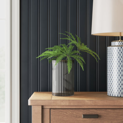 Glass Ribbed Cylinder Table Vase