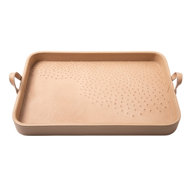 Ostrich Leather Inlay Tray, Cream