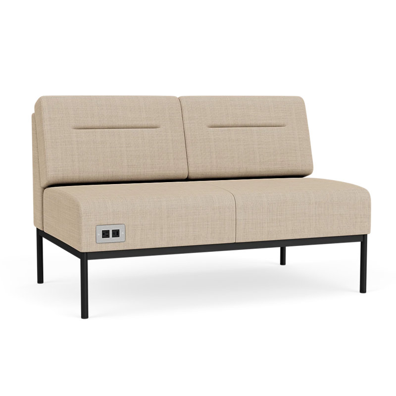 Causeuse Darsey, Avec alimentation, Noir, Chambray calcaire