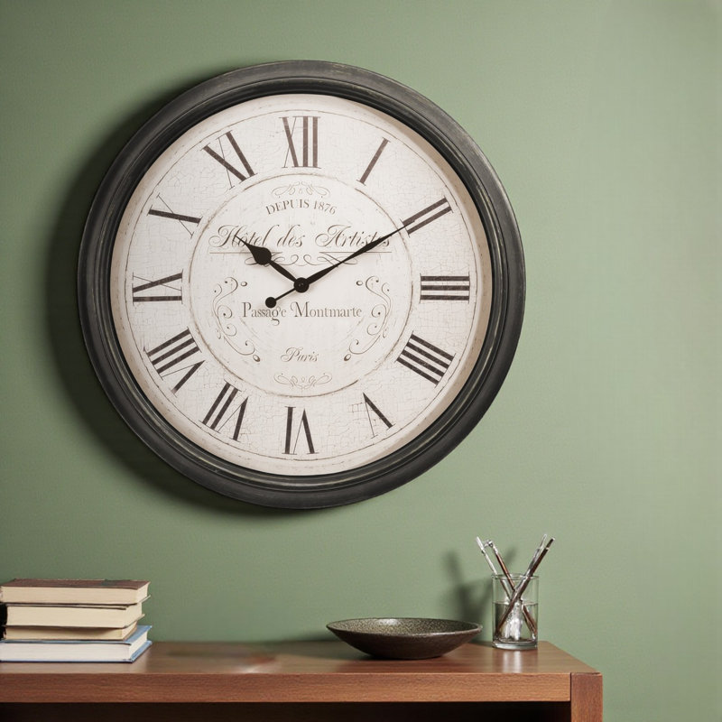 Edeline Transitional Round Wall Clock in Brown, 29.85'' W X 29.85'' H X 2.11'' D