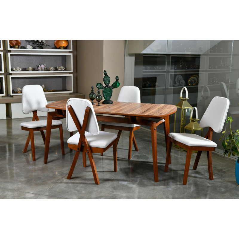 Ensemble repas pour quatre personnes, Naturel / crème