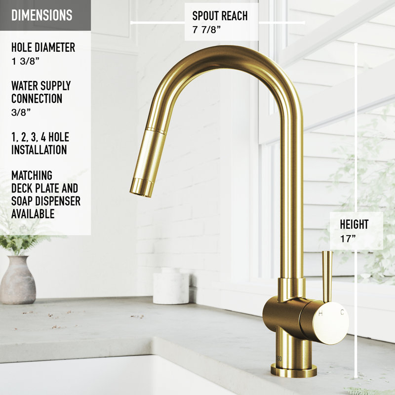 Gramercy 17" H 1-handle Pull-Down Kitchen Faucet, Matte Brushed Gold
