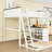 Queen Size Loft Bed With Desk, Storage Shelves, And Safety Guardrail
