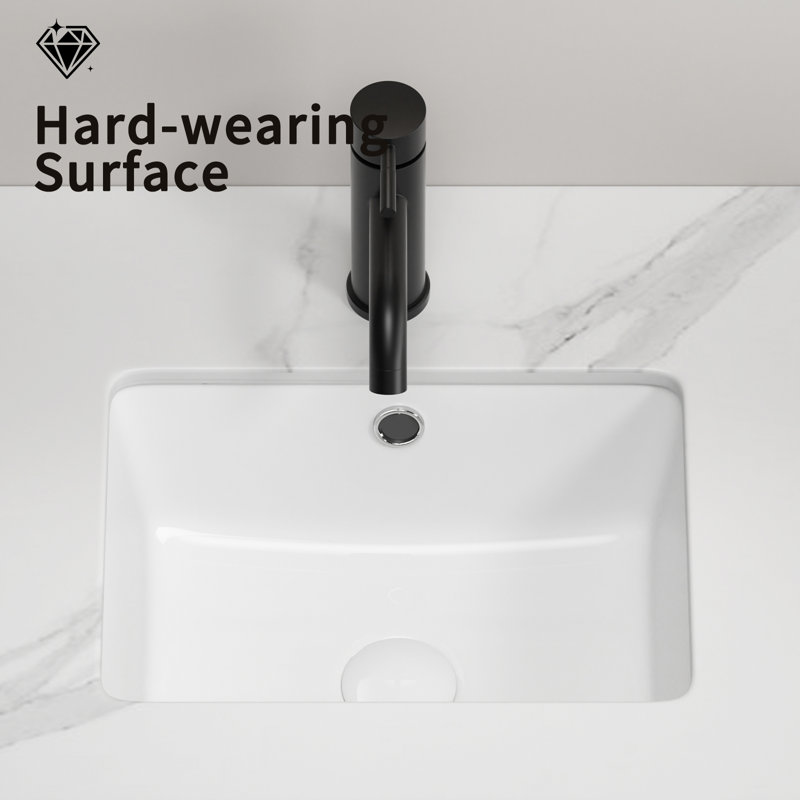 Lavabo de salle de bain rectangulaire encastré en porcelaine 16 po pour meuble-lavabo - comptoir blanc | Idée de cadeau
