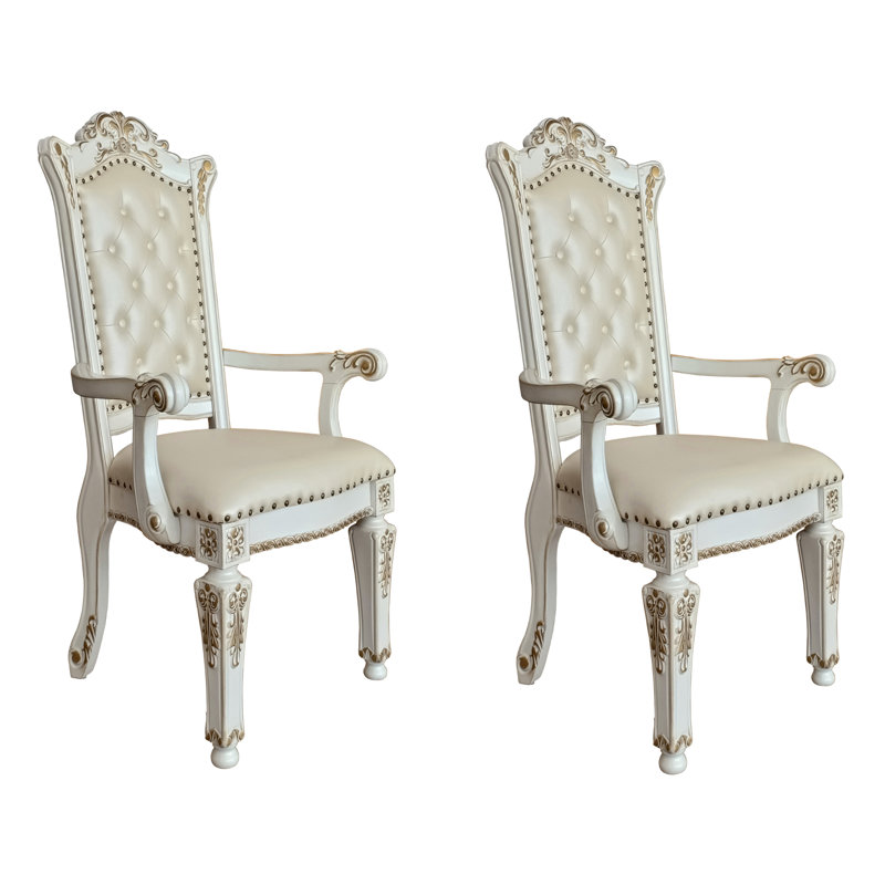 Ensemble de 2 chaises à dossier capitonné beige et perle antique (ensemble de 2), Beige